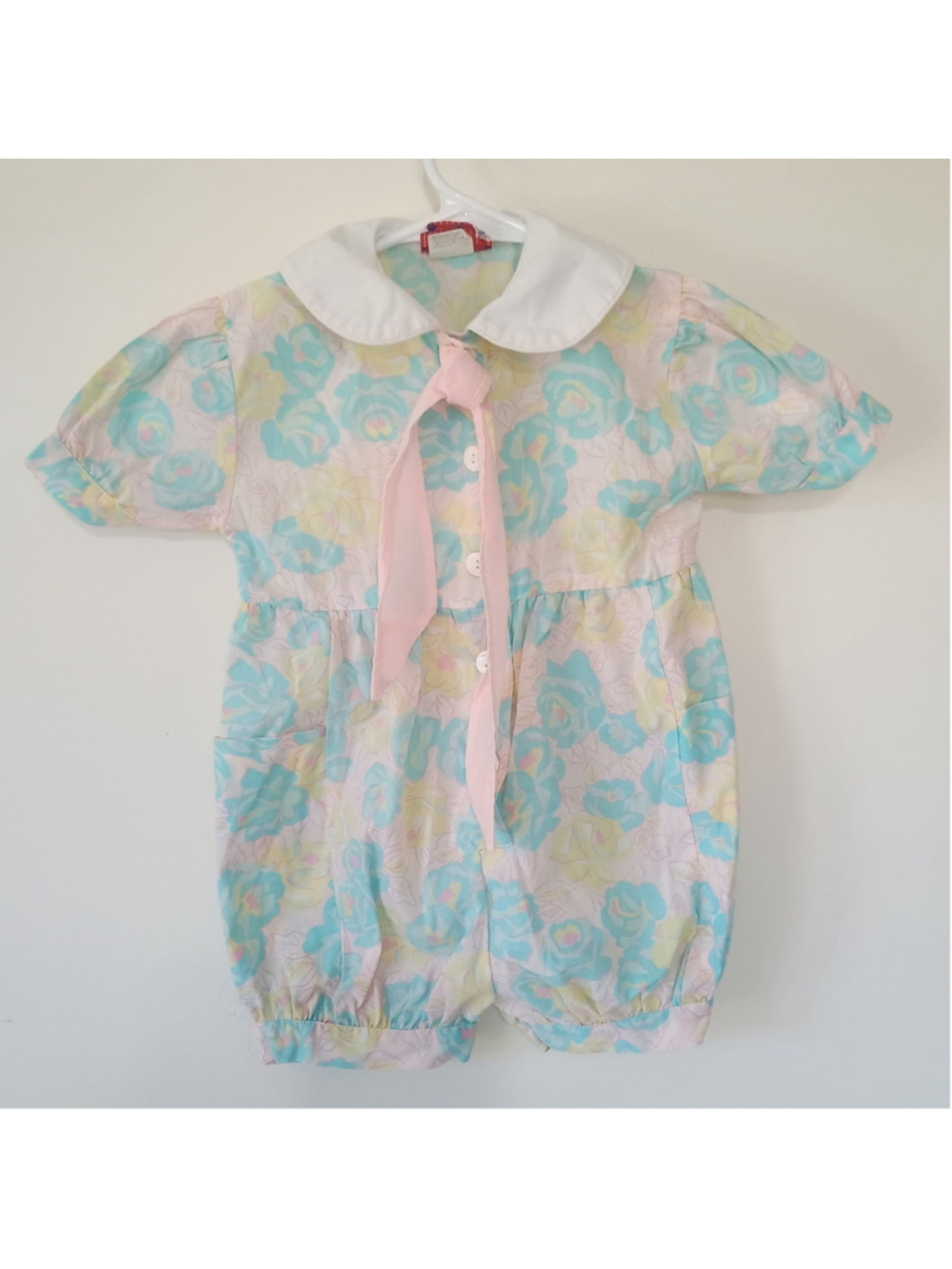 Vintage New York Kids Girls 3T 90s Pastel Bubble Romper Jumper